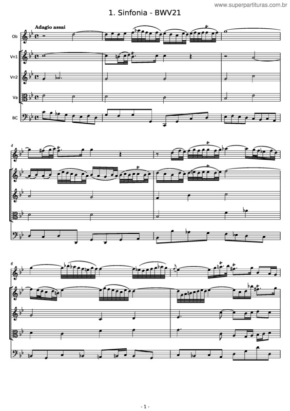 Partitura da música Bwv21/1. Sinfonia