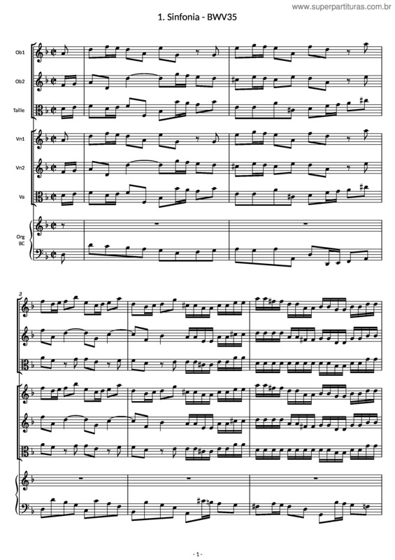 Partitura da música Bwv35/1. Sinfonia