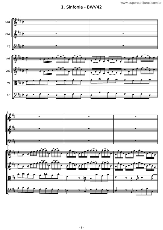 Partitura da música Bwv42/1. Sinfonia