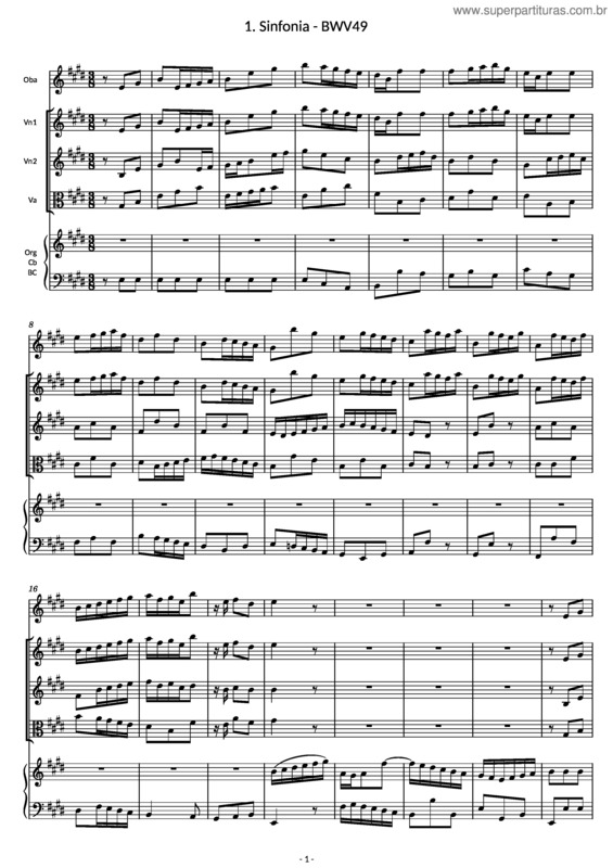 Partitura da música Bwv49/1. Sinfonia