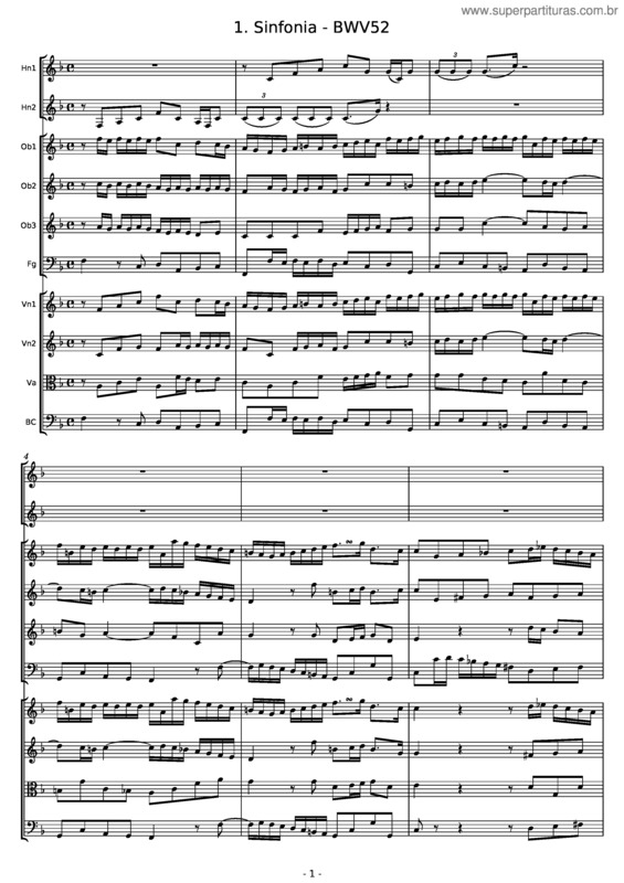 Partitura da música Bwv52/1. Sinfonia
