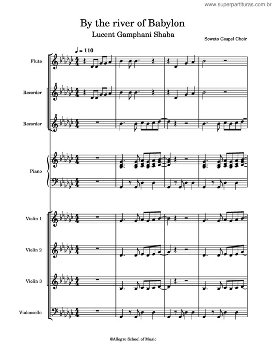 Partitura da música By The River Of Babylon – Unknown By The River Of Babylon