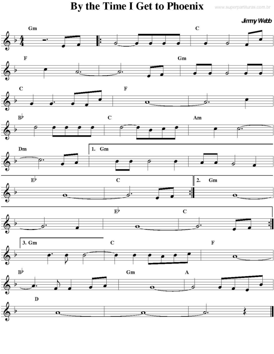 Partitura da música By the Time I Get to Phoenix