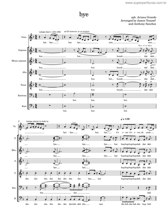 Partitura da música Bye – Ariana Grande v.2