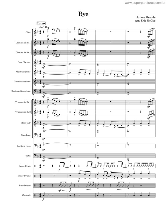 Partitura da música Bye – Ariana Grande