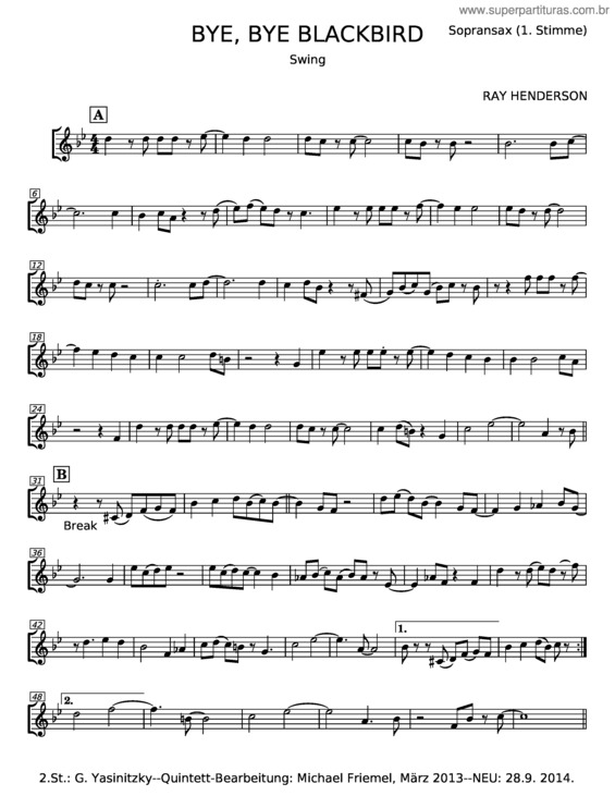 Partitura da música Bye, Bye, Blackbird – Ray Henderson v.3