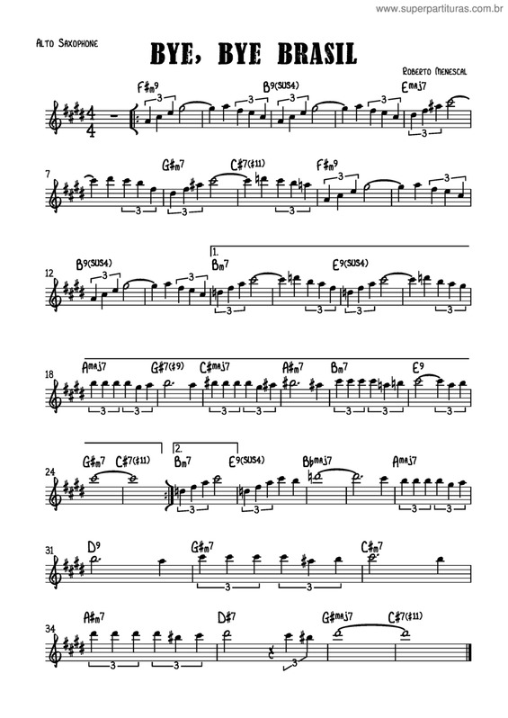 Partitura da música Bye, Bye Brasil v.4