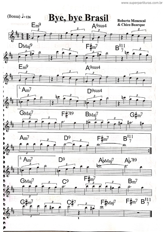 Partitura da música Bye, Bye Brasil v.6