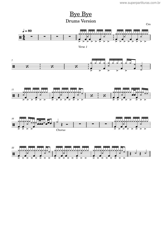 Partitura da música Bye Bye – Cro