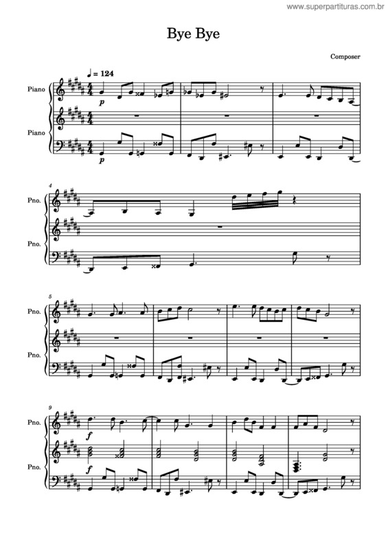 Partitura da música Bye Bye – Safia Bye Bye