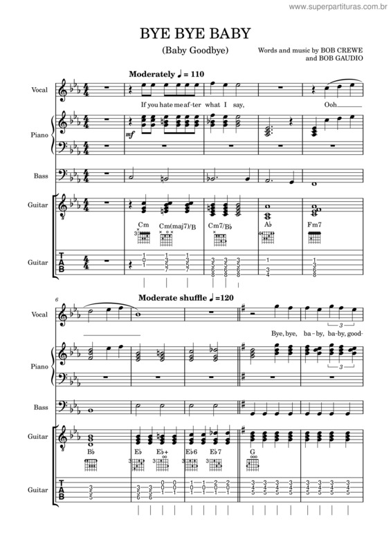 Partitura da música Bye Bye Baby v.2