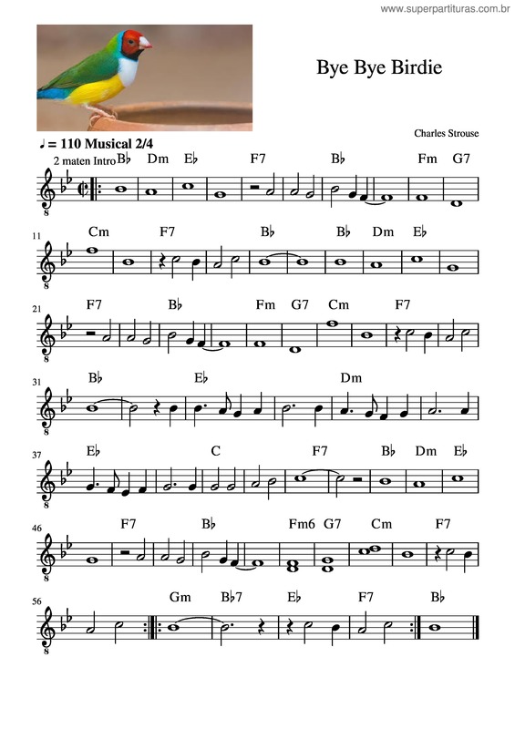 Partitura da música Bye Bye Birdie v.2