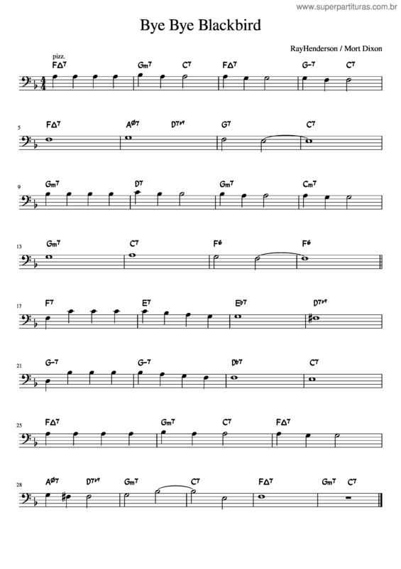 Partitura da música Bye Bye Blackbird – Double Bass
