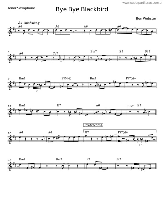 Partitura da música Bye Bye Blackbird – Misc Traditional