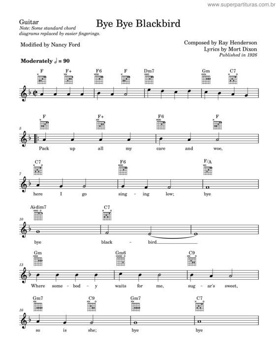 Partitura da música Bye Bye Blackbird – Ray Henderson And Mort Dixon