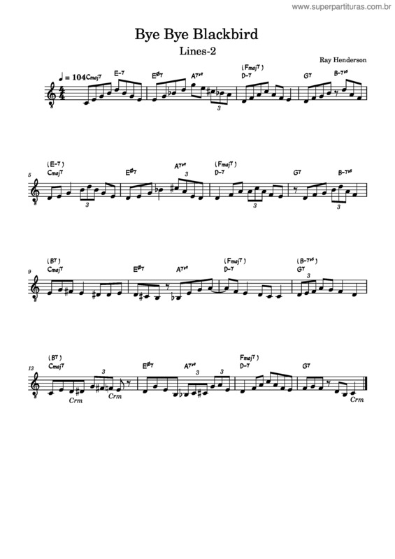 Partitura da música Bye Bye Blackbird – Ray Henderson Bye Bye Blackbird–Ca2