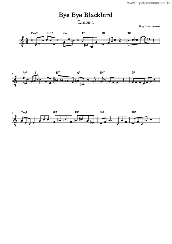 Partitura da música Bye Bye Blackbird – Ray Henderson Bye Bye Blackbird Lines–4