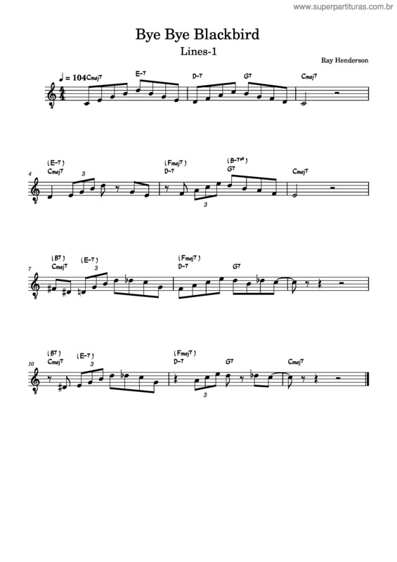 Partitura da música Bye Bye Blackbird – Ray Henderson Bye Bye Blackbird v.3