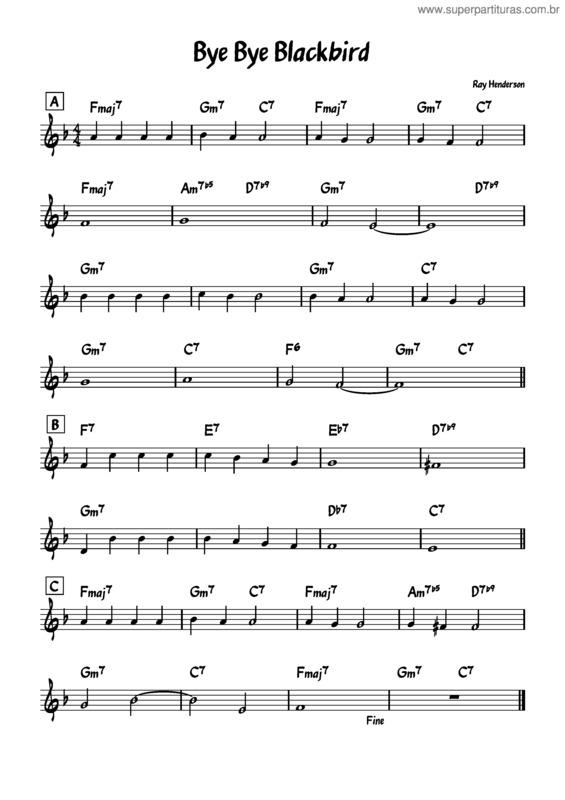 Partitura da música Bye Bye Blackbird – Ray Henderson v.4