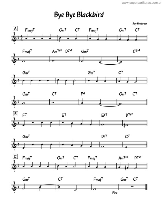 Partitura da música Bye Bye Blackbird – Ray Henderson v.5