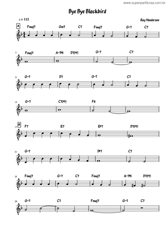 Partitura da música Bye Bye Blackbird – Ray Henderson