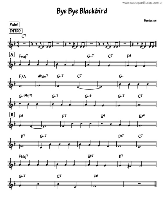 Partitura da música Bye Bye Blackbird Lead