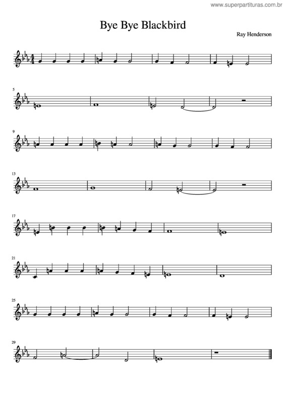 Partitura da música Bye Bye Blackbird Mib M