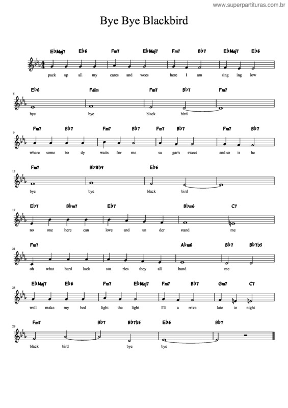 Partitura da música Bye Bye Blackbird v.10
