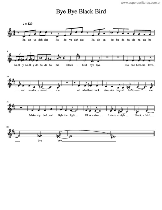 Partitura da música Bye Bye Blackbird v.14