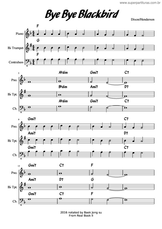 Partitura da música Bye Bye Blackbird v.15