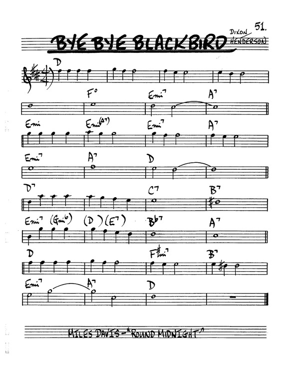 Partitura da música Bye Bye Blackbird