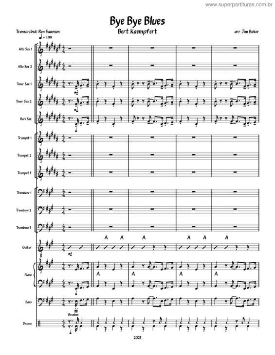 Partitura da música Bye Bye Blues