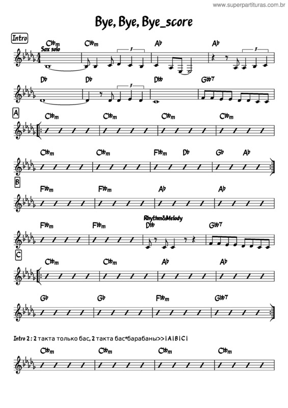 Partitura da música Bye Bye Bye Score Bb
