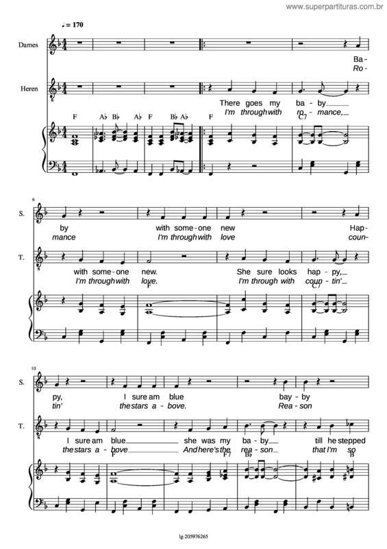 Partitura da música Bye Bye Love Koor