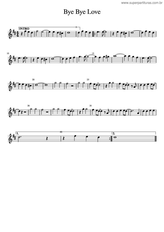 Partitura da música Bye Bye Love v.3