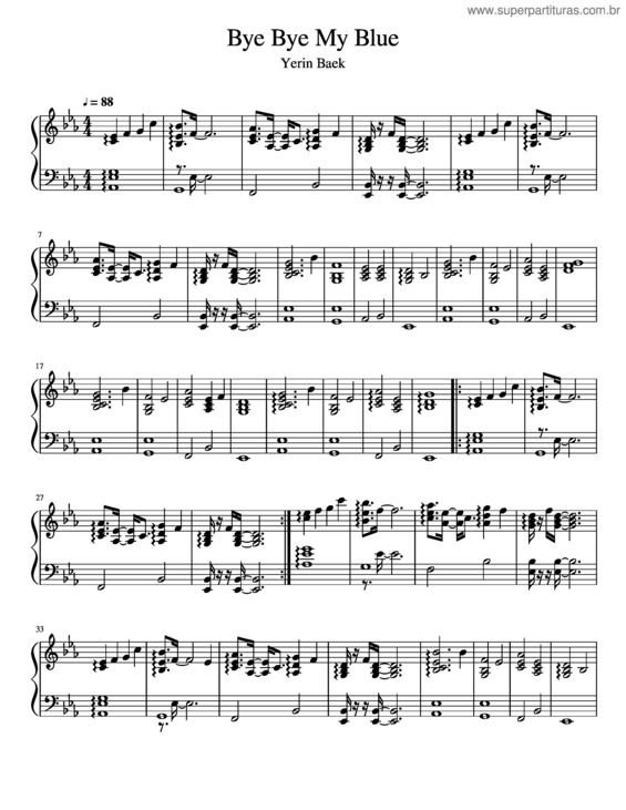 Partitura da música Bye Bye My Blue