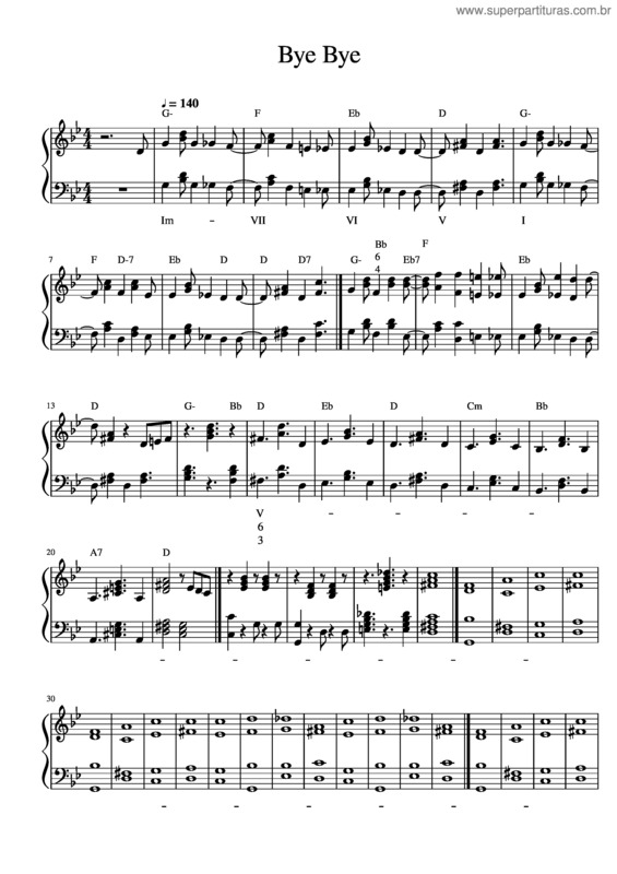 Partitura da música Bye Bye v.2