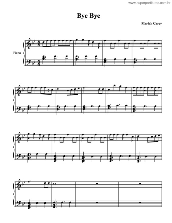 Partitura da música Bye Bye