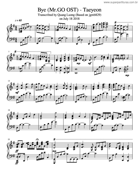 Partitura da música Bye