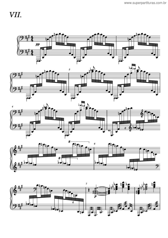 Partitura da música C. Debussy – Prélude No. 7, Livre 1: Ce Qu`A Vu Le Vent D`Ouest