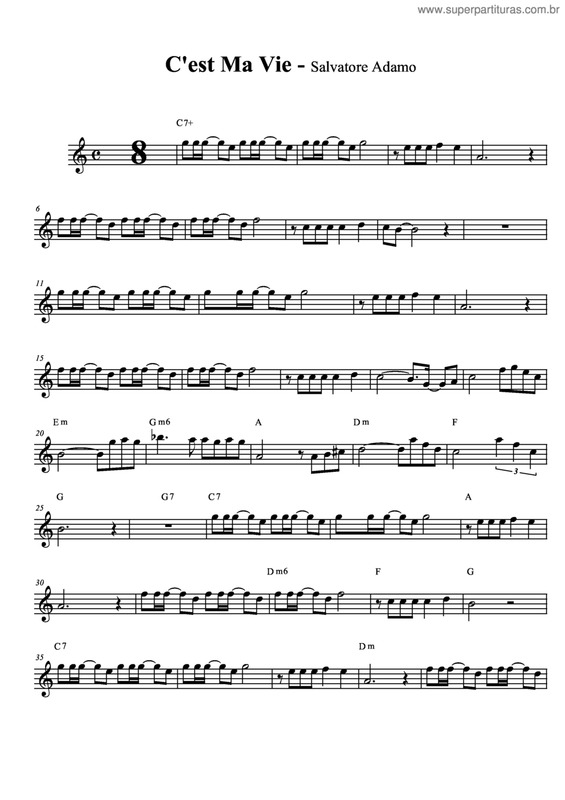 Partitura da música C'est Ma Vie v.4