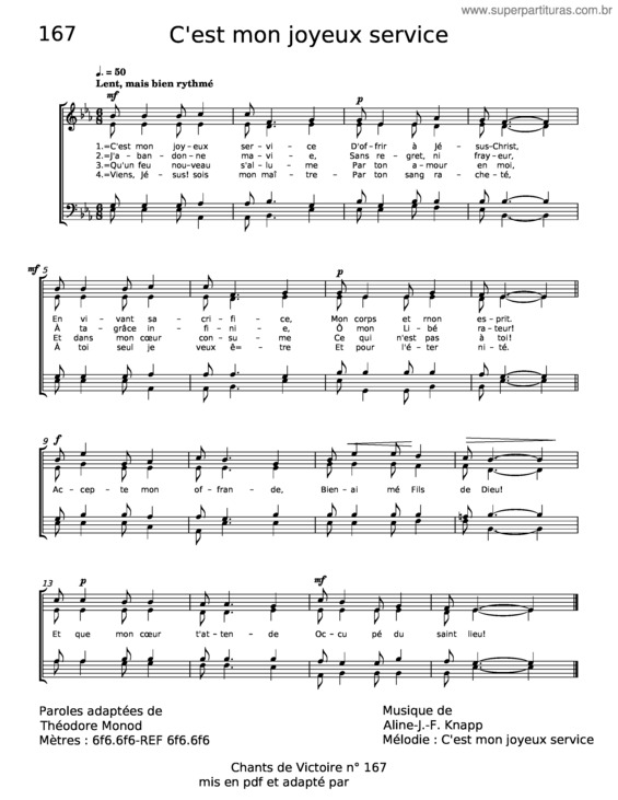 Partitura da música C`Est Mon Joyeux Service