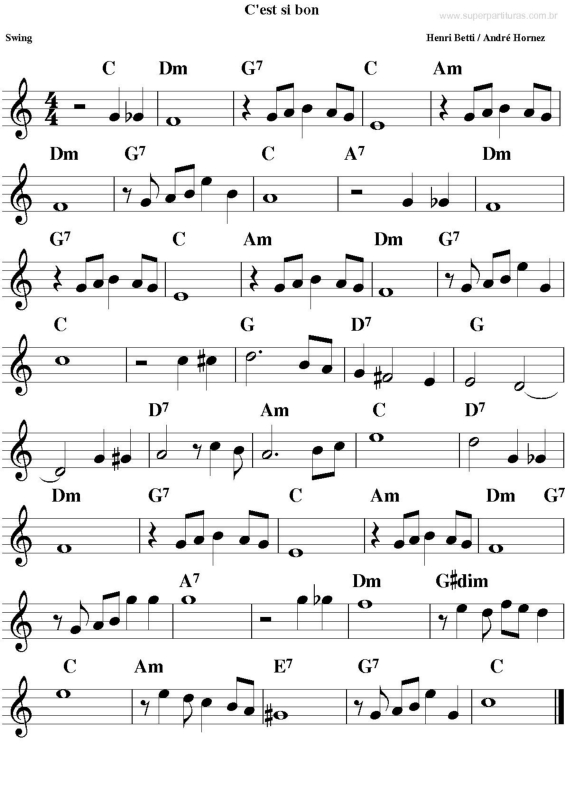 Partitura da música C`est Si Bom v.2