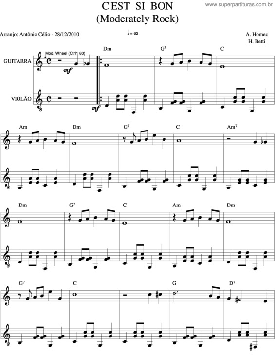 Partitura da música C`Est Si Bon v.3