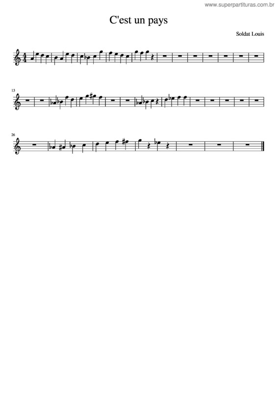 Partitura da música C`Est Un Pays