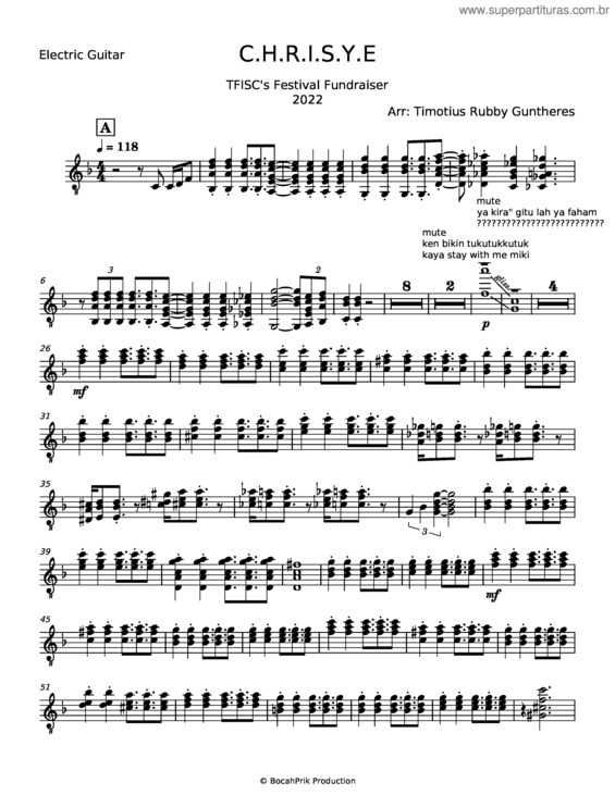 Partitura da música C.H.R.I.S.Y.E. – Diskoria, Laleilmanino, Eva Celia
