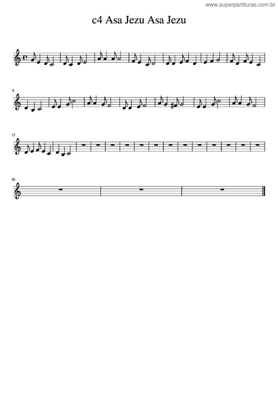 Partitura da música C4 Asa Jezu Asa Jezu