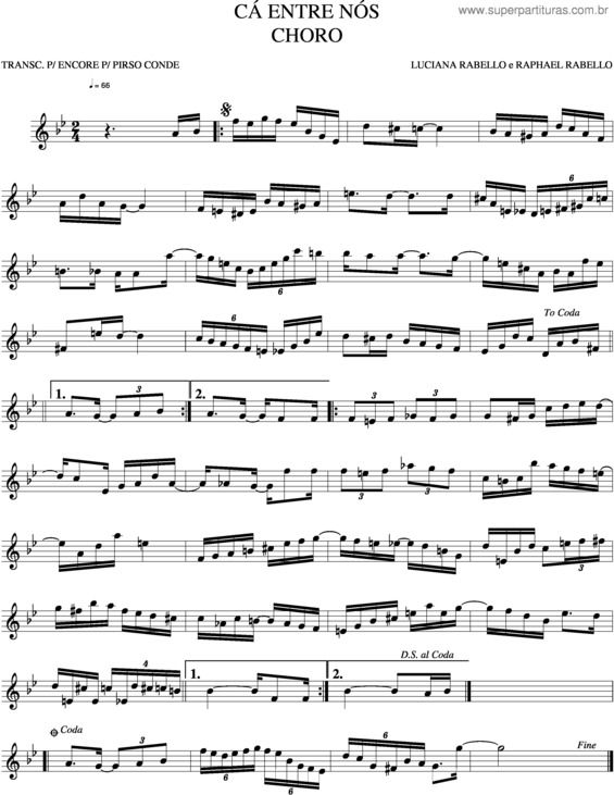 Partitura da música Ca Entre Nos v.2