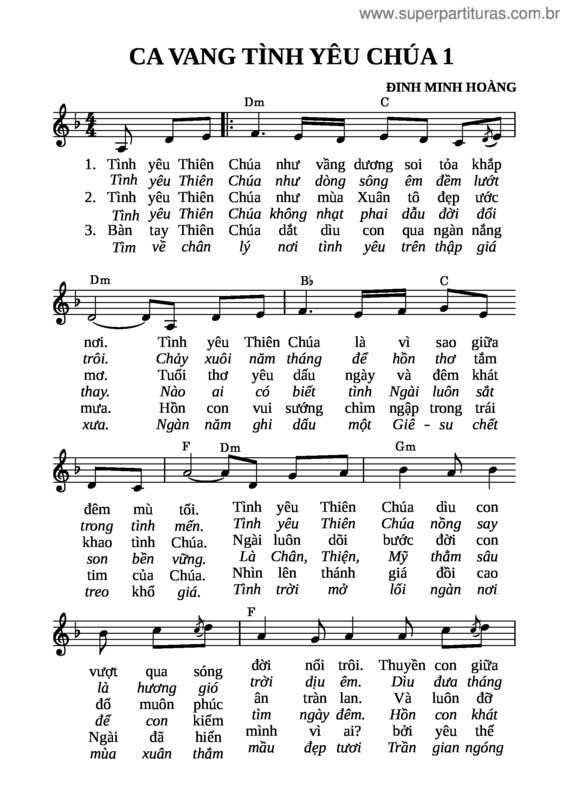 Partitura da música Ca Vang Tình Yêu Chúa 1