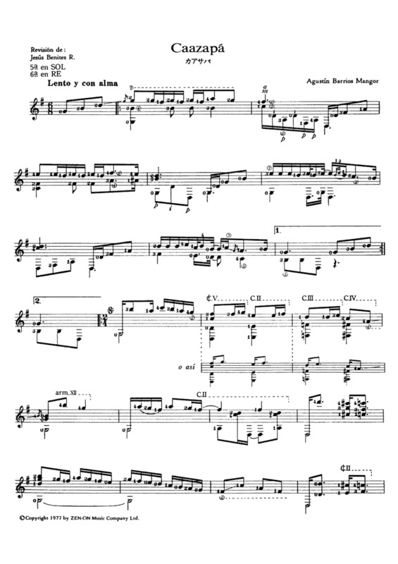 Partitura da música Caazapá